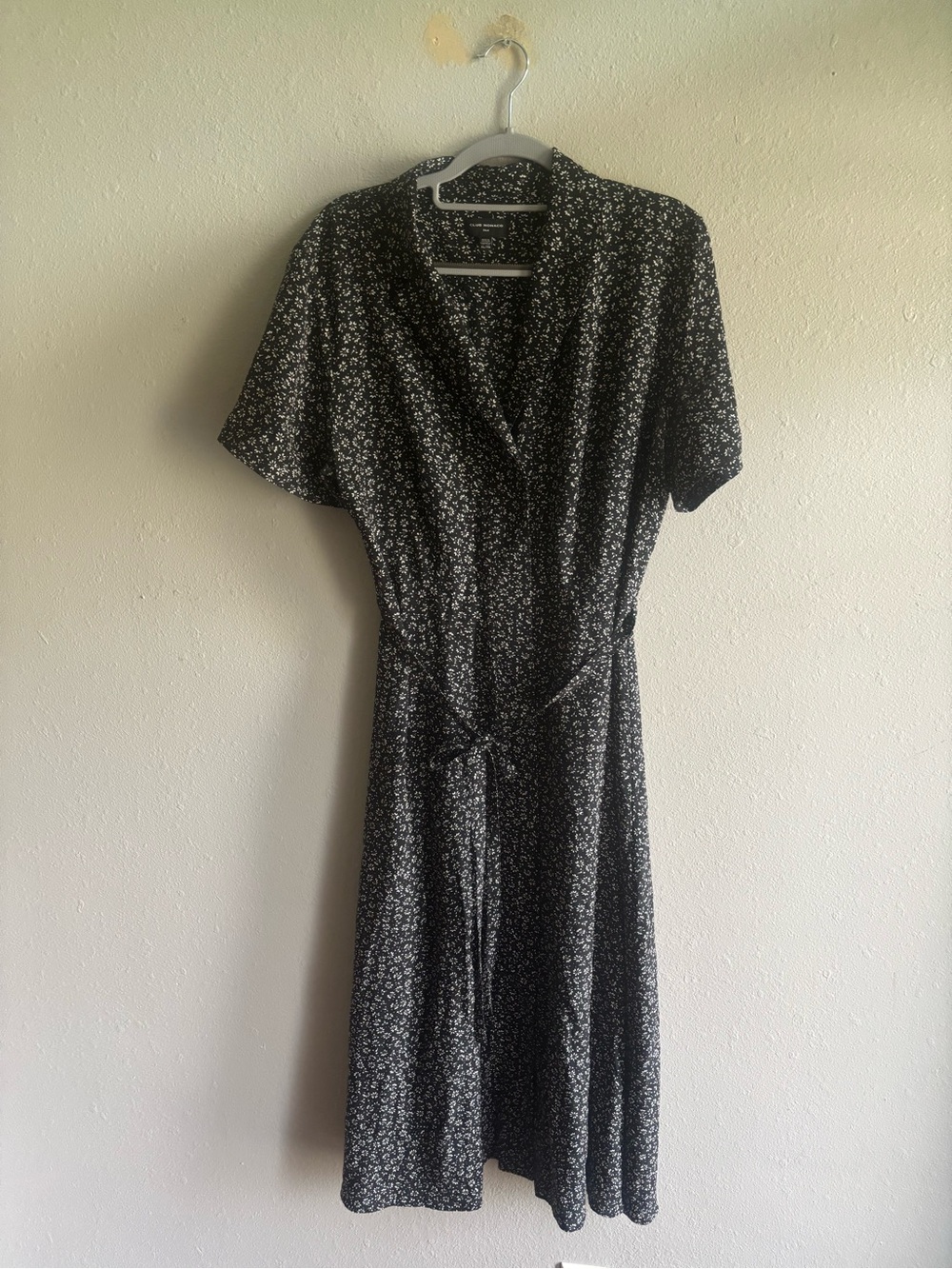 Club Monaco Black Floral Wrap Midi Dress